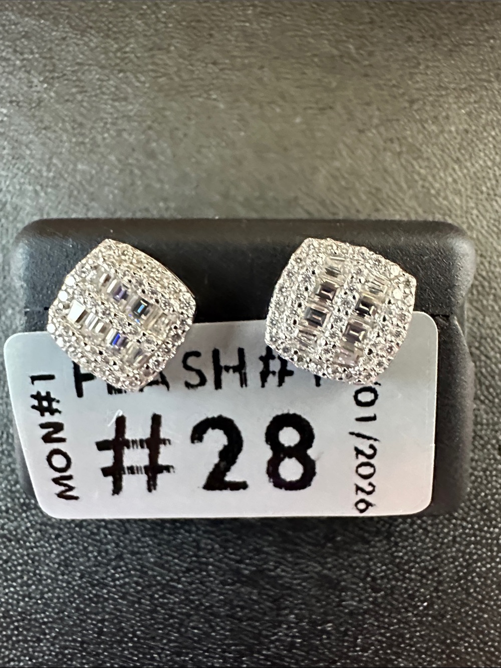 Moissanite Silver-Tone diamond Stud Earrings